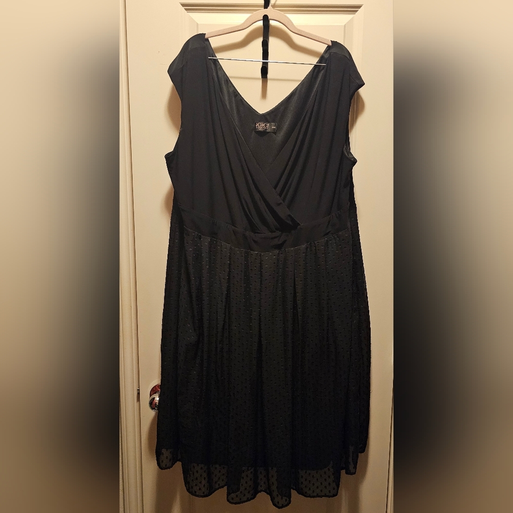 IGIGI dress black twist top Swiss dot skirt size 26/28